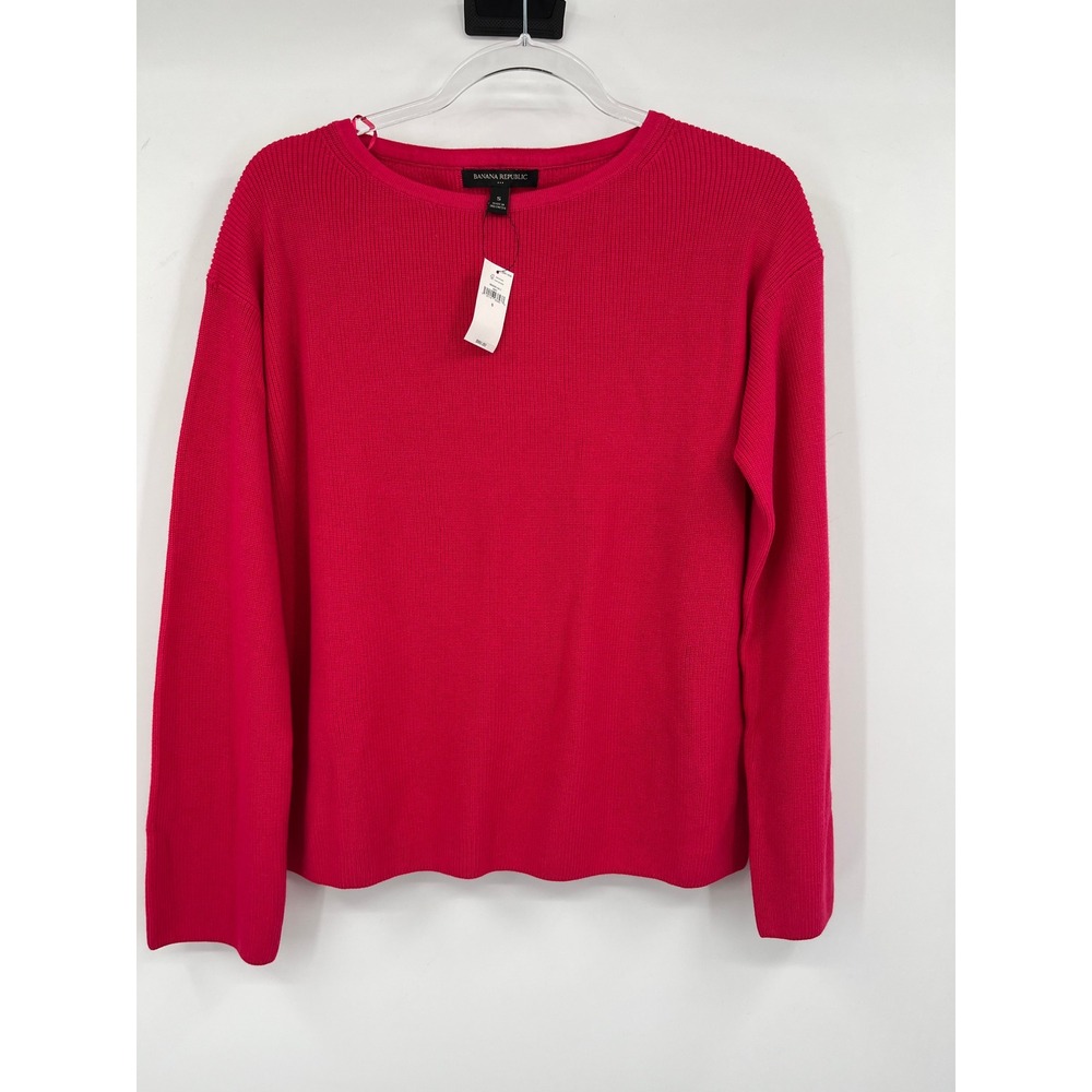 Banana‎ Republic Womens Pink Ribbed Cotton Modal Crewneck Sweater NWT S Small